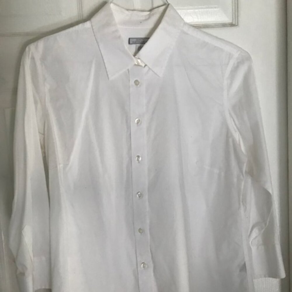 Lady Hathaway White 3/4 Sleeve Button Down Shirt Size M